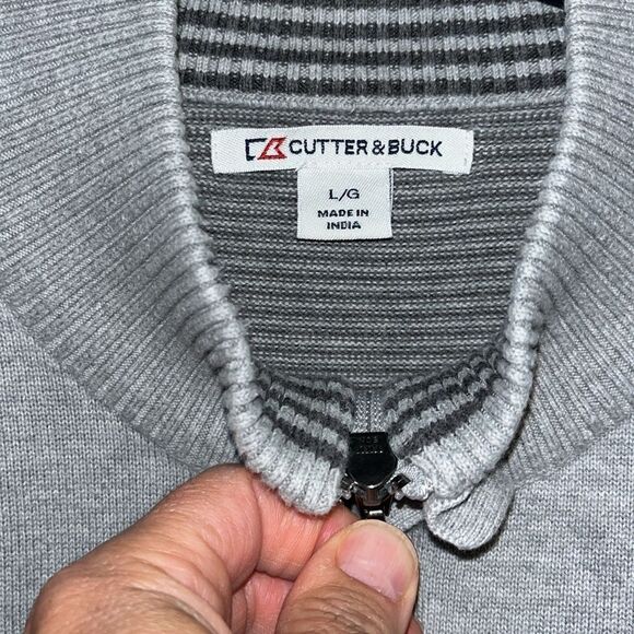 Cutter & Buck Duke Blue Devils College Golf 1/4 Zipper Crewneck Sweater Elbow L - Picture 3 of 6